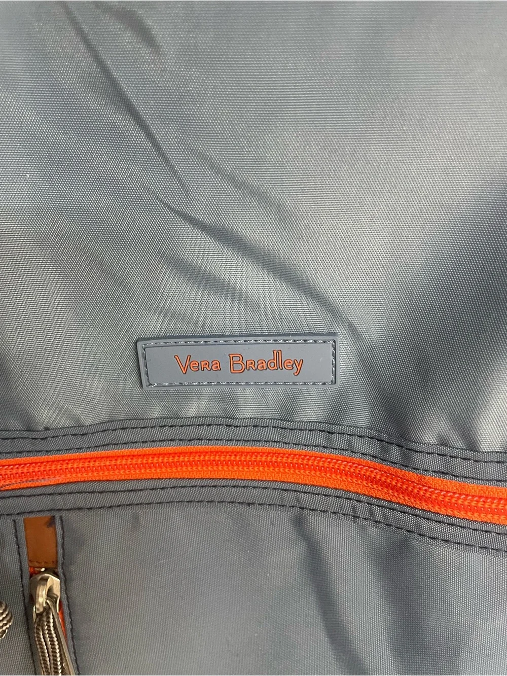 Vera Bradley Slate Blue Backpack with Orange Zippers